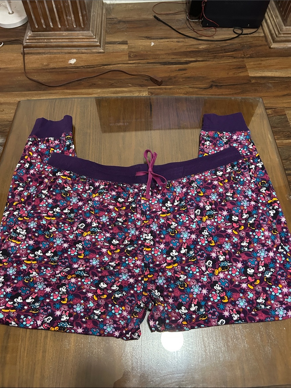 Vera Bradley Purple Floral Mickey Print Pajama Shorts with Drawstring